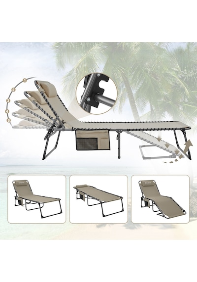 Kingcamp Berlin Classic Comfort Lounge 5 Kademeli Katlanır Şezlong Beige Bej
