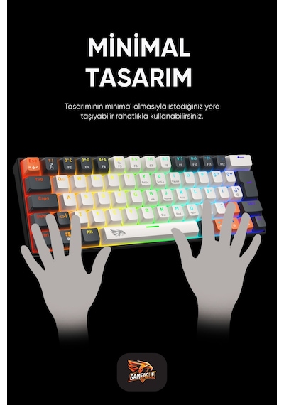 Neopulse Mekanik Klavye Gaming Klavye Red Switch Rainbow 63 Tuşlu Gasket Klavye Mini 12mod Beyaz