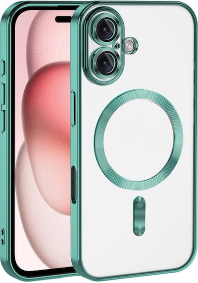 Apple Uyumlu iPhone 16 Plus Kılıf Kamera Korumalı Ve Magsafe Halkalı Shiny Premium Parlak Silikon Kapak Yeşil
