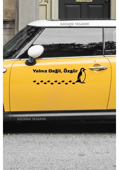 Nihilist Penguen Sticker Yalnız Değil Özgür Penguen Araba Stickerı Siyah Oto Kaput Yazı Sticker 40 Cm