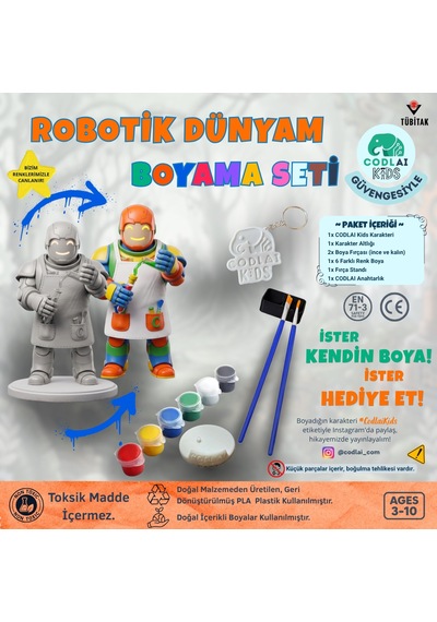 Codlaı Kids Robotik Dünyam 3d Boyama Seti - Çocuklar İçin Eğitici Yaratıcı Oyuncak Boyama Kiti - Kimyager Robot