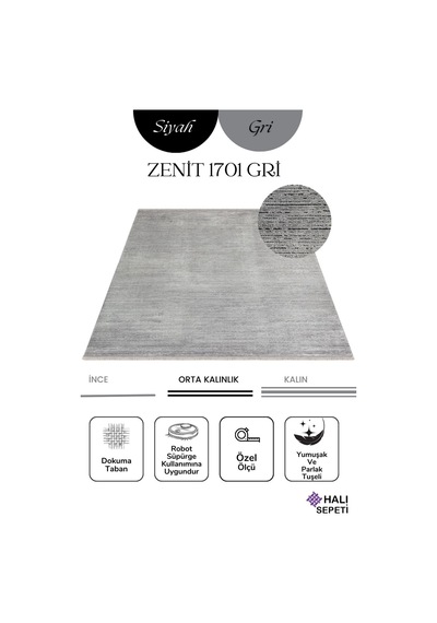 Enti Naturel 1701 Gri Yumuşak Dokulu Parlak Görünümlü Halı Kesme Yolluk Gri