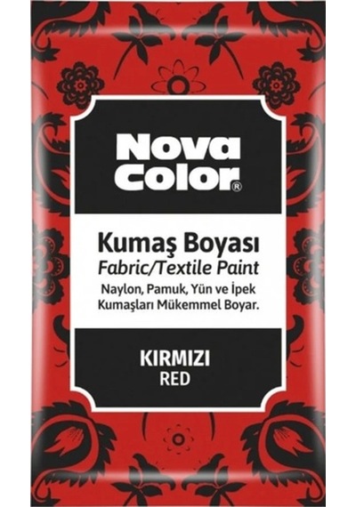 Nova Color Toz Kumaş Boyası Kırmızı - 4 Adet Ve 1 Adet Sabitleyici Kırmızı