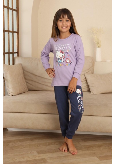Miniğimin Cicileri Hll Kty Love Baskılı Kız Çocuk Pijama Tak... Lila
