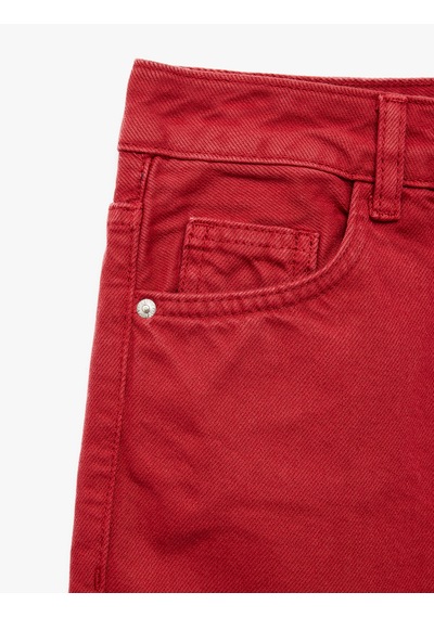 Koton Pamuklu Normal Bel Düğmeli Cepli Uzun Kesim Düz Paça Pantolon - Straight Jeans Kırmızı 7wal40118mw Koton Pamuklu Normal Bel Düğmeli Cepli Uzun Kesim Düz Paça Pantolon - Straight Jeans Kırmızı 7wal40118mw