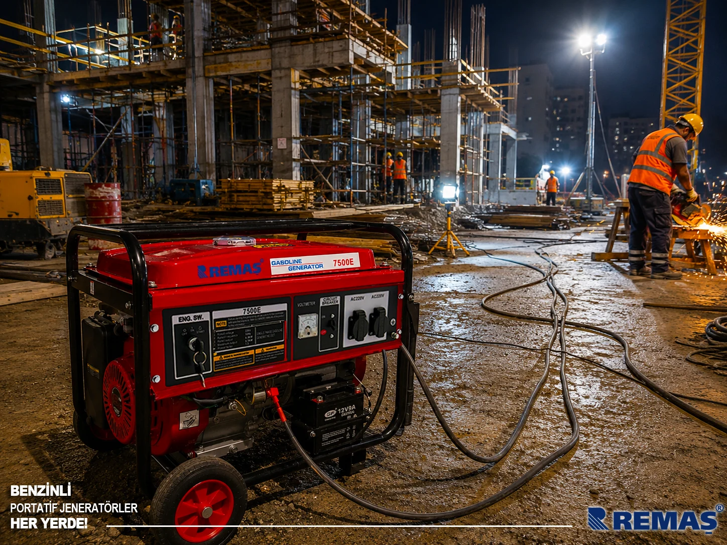 Remaş Rm 7500 E Monofaze Marşlı 8 Kva Benzinli Jeneratör