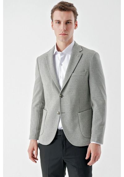 Morven Erkek Taş Örme Slim Fit Torba Cep Mono Yaka Spor Ceket 24ms002006870 Taş