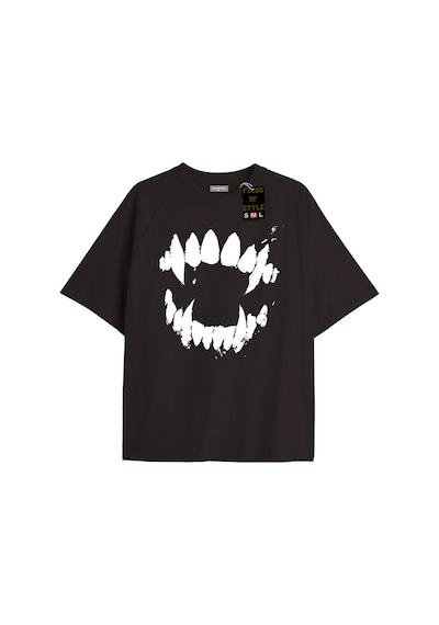 Flood Of Style Siyah Oversize T-shirt Diş Özel Tasarım