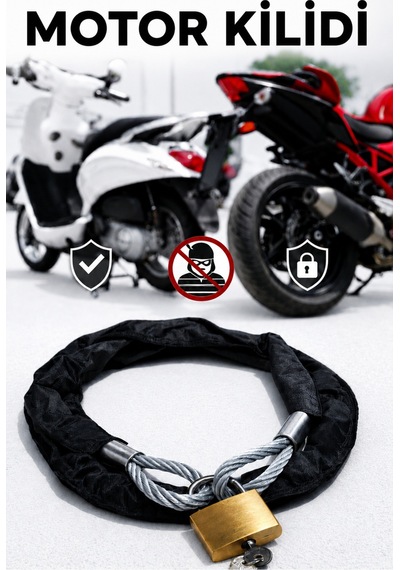 1,50 Metre Motorsiklet 10 Mm Çelik Halat Motorsiklet Bağlama Halat Motosiklet Zincir Kılıflı