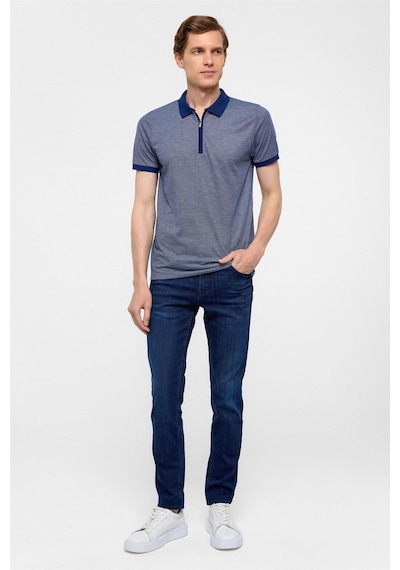 Süvari Lacivert Slim Fit Baskılı Polo Yaka Tişört