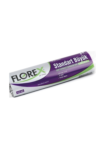 Florex Standart Büyük Boy Çöp Torbası 65x80 Cm 10'lu Rulo Siyah 10 Rulo (100 Adet)