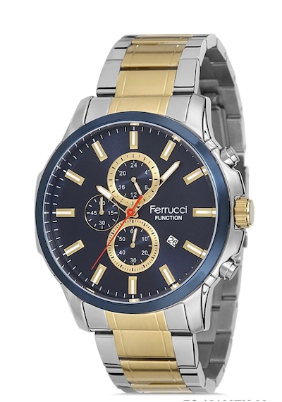 Ferrucci Fc95303 Silver-gold Renk Fonksiyonlu Takvimli Çelik Kordon Ve Kasa Erkek Kol Saati Altın - Gümüş