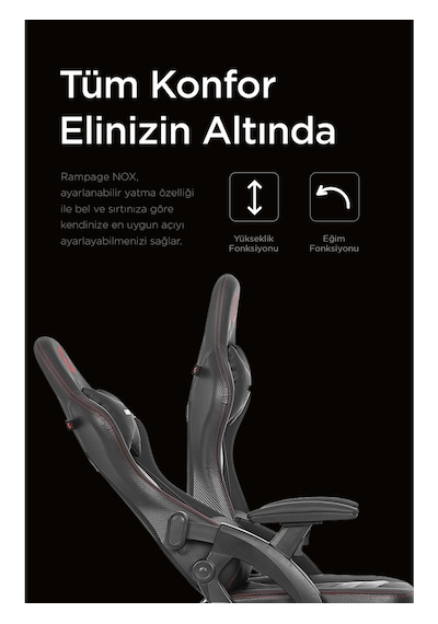 Nox Bel Ve Boyun Destekli Carbon Deri Siyah/kırmızı Oyuncu Koltuğu Kl-r43 Kırmızı - Siyah