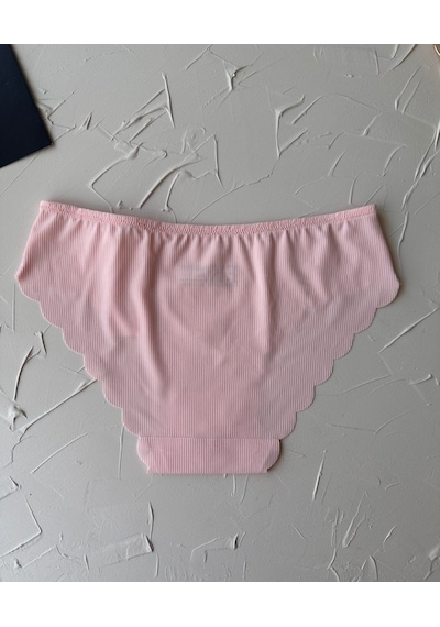 Mikro Lazer Kaşkorse Fitilli Kumaş Normal Bel Dikişsiz Slip/külot Pembe