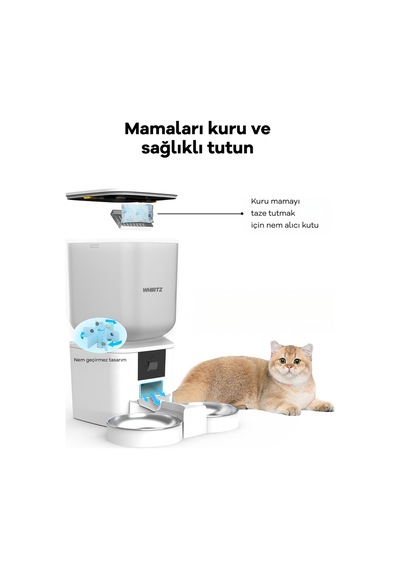 Kameralı ve Ses Kontrollü 7 Litre Akıllı Mama Kabı
