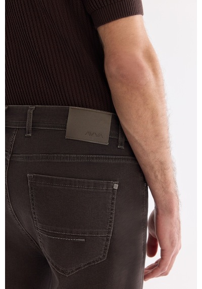 Avva Erkek Kahverengi Eskitme Yıkamalı Pamuklu Elastan Madrid Comfort Slim Fit Jean Pantolon A61y3511 Kahve