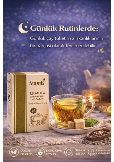 Relax Tea Limon Kokulu Melisa Çayı Bitkisel Karışımlı Çay 60 G 30 Süzen Poşet