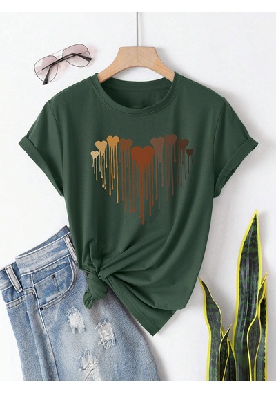 Eriyen Kalpler Baskılı Tasarım Tshirt Yeşil