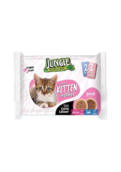 4 Adet Jungle 4 100 Gr. Çift Lezzet Pouch Yavru Kedi Tavuk-kuzu