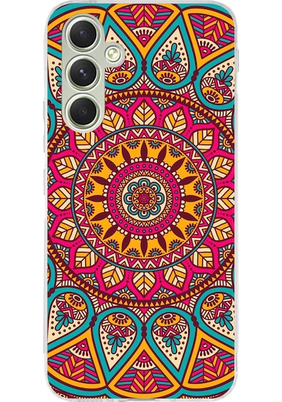 Samsung Galaxy A15 Uyumlu Mandala Baskılı Silikon Kılıf Renkli