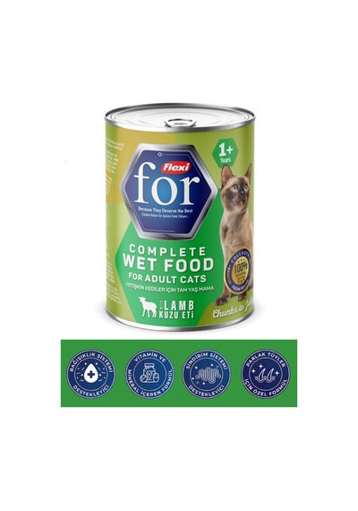 Kuzu Etli Yetişkin Kedi Yaş Maması 400 Gr - Kolajen Destekli