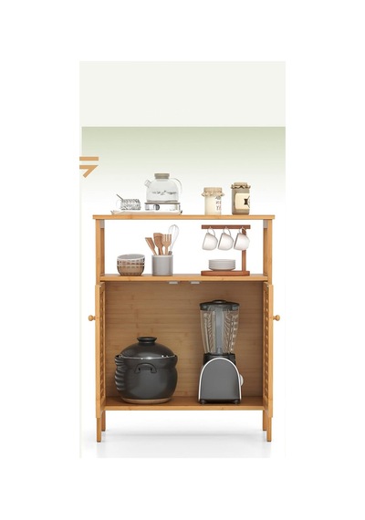 Çok Amaçlı Dolap Ahşap Bambu Organizer Raflı 66x33x85cm 5566 Çok Renkli Çok Renkli