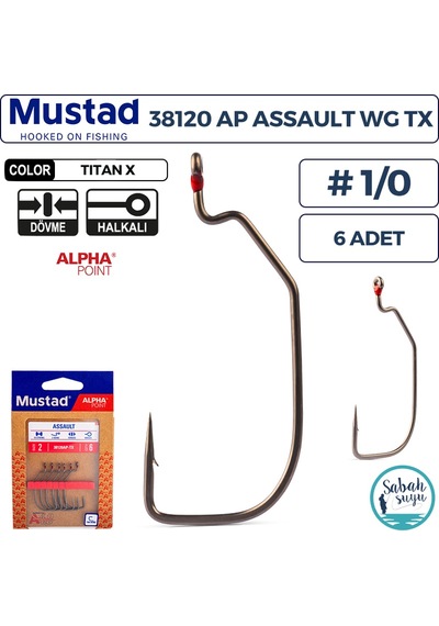 Mustad 38120 Ap Wide Gap Offset Olta İğnesi Tx 1/0 6 Adet