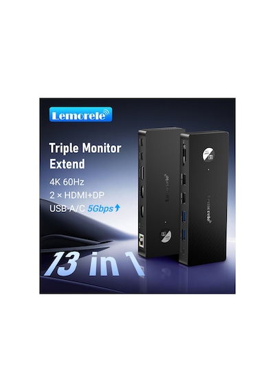 Lemorele Tc500 13 Port Type-c Dock Station Hub Çoklayıcı - 4k 60hz Çift Hdmı Ve Displayport Üçlü Ekran Destekli Gigabit Ethernet Usb 3.0 Dönüştürücü 13-in-1 Macbook Pc Laptop Adaptör Lemorele Tc500 13 Port Type-c Dock Station Hub Çoklayıcı - 4k 60hz Çift Hdmı Ve Displayport Üçlü Ekran Destekli Gigabit Ethernet Usb 3.0 Dönüştürücü 13-in-1 Macbook Pc Laptop Adaptör