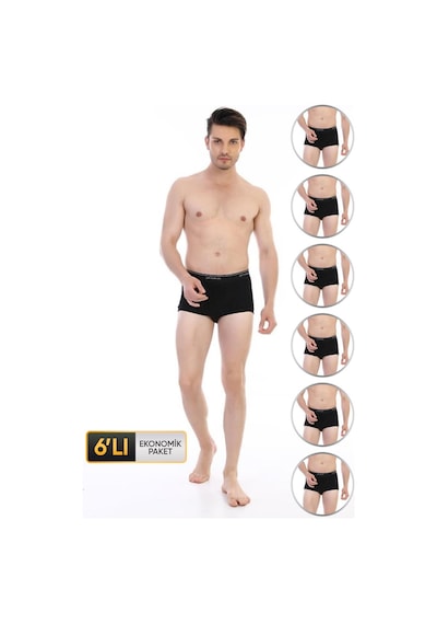 Çift Kaplan Erkek Ribana Klasik Siyah Slip 860 6'lı Ekonomik Paket Siyah