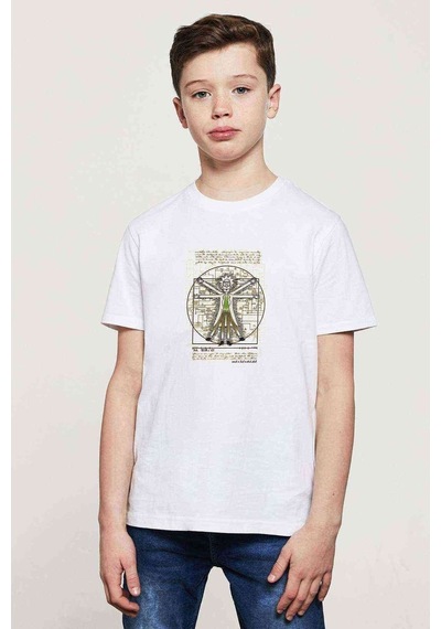 Tshirthane Rick Darvin Anatomi Baskılı Unisex Çocuk Beyaz T-Shirt