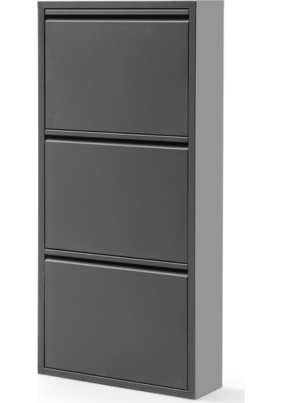 Gowoll 3 Raflı Metal Ayakkabılık Siyah Ayakkabı Rafı Metal Ayakkabı Dolabı