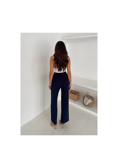Gugus Kadın Bol Paça Modal Eşofman Altı Taşlı Wide Leg Model Lacivert