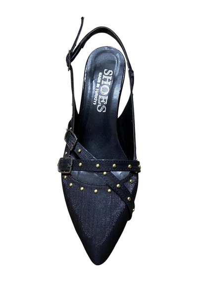 Yaren Moda Kadın Kadeh Topuklu İşlemeli Arkası Açık Stiletto Siyah - 870536469 Siyah