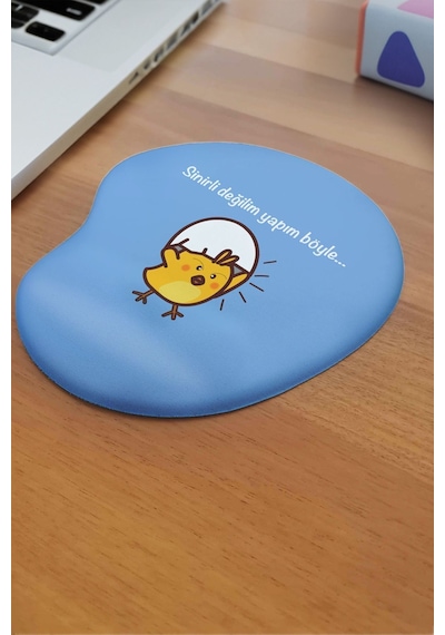 Mouse Pad Baskılı Bilek Destekli Sinirli Civciv Mousepad