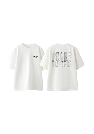 Thewert Peaky Blınders Logo Tasarım Sırt Baskılı Pamuk Beyaz Oversize T-shirt