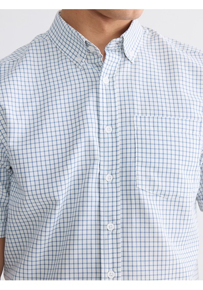Lcwaıkıkı Classic İndigo Regular Fit Ekose Poplin Erkek Gömlek