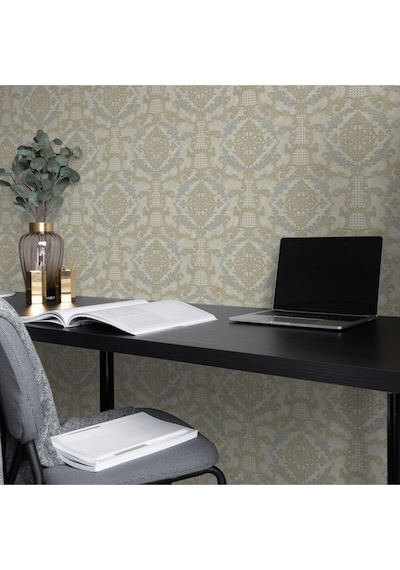 Damask Pattern Wallpaper - Duvar Kağıdı, Krem - Ephes 6802-1, 10,60 M²