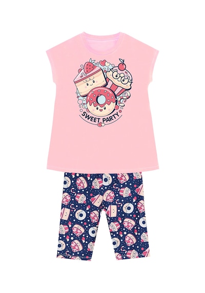 Sweet Party Kız Çocuk Yazlık Tunik T-shirt Tayt Takım