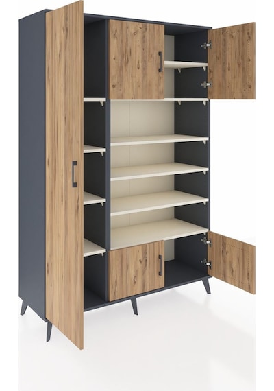 Hyperion Dolap 10 Raflı 5 Kapaklı 132x44x195 Antrasit-çam/aytaşı Antrasit