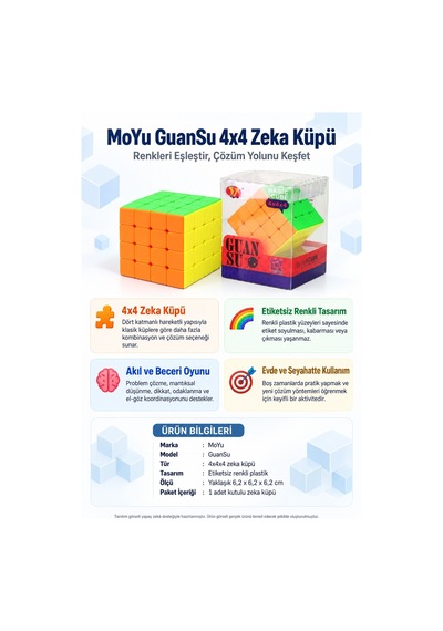 Moyu Guansu 4x4 Zeka Küpü Etiketsiz Hız Küpü Akıl Ve Beceri Oyuncağı 6.2 Cm
