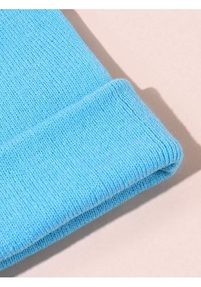 Eke Tekstil Unisex Katlamalı Kışlık Örme Bere Bebe Mavi