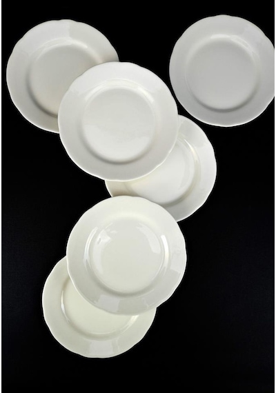Digithome Papatya 6 Lı Porselen Pasta Ve Sunum Tabağı Seti 19 Cm Krem - Tl4051627 C320.003