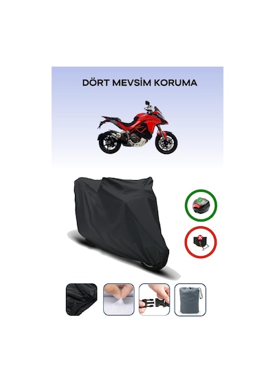 Siyah Arka Çanta Uyumlu Ducati Multistrada 1200 Uyumlu Motosiklet Brandası Motor Örtüsü