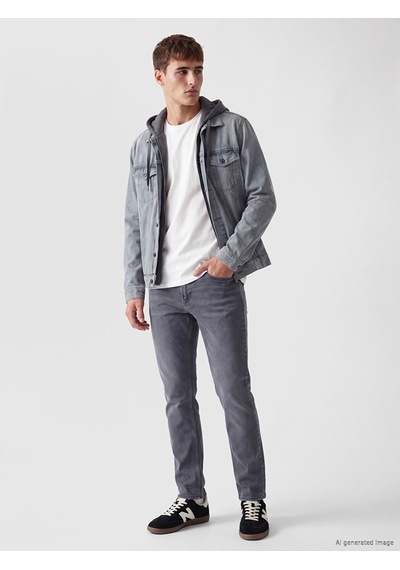 Lcw Jeans Gri Regular Fit Kapüşonlu Erkek Jean Mont