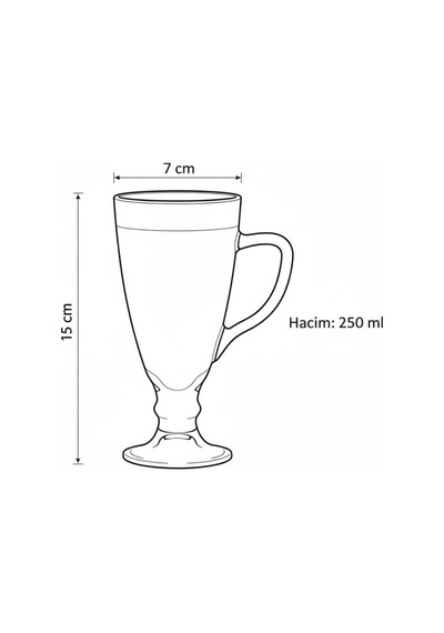 3 Lü Cam Kupa Seti 250 Ml Ayaklı Şeffaf Kahve Ve Tatlı Bardağı Latte, Cappuccino, Sıcak Çikolata İçin çok renkli