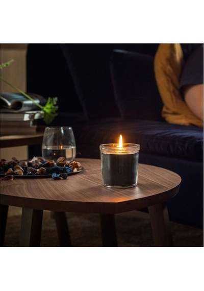 Ikea Fruktskog Cam Kaplı Kokulu Mum 8 X 8,5 Cm Sardunya Turkuaz - Siyah Siyah - Turkuaz