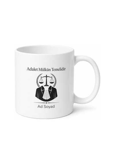 Avukat Adalet Terazisi Cübbe Hukukun Üstünlüğü Çay Kupası Hediye Bardak Beyaz / Çok Renkli