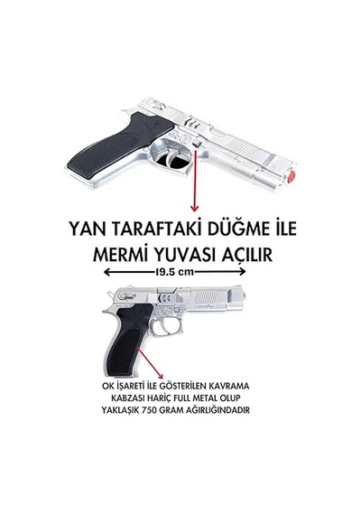 Oyuncak Metal Kapsül Tabancası Gri