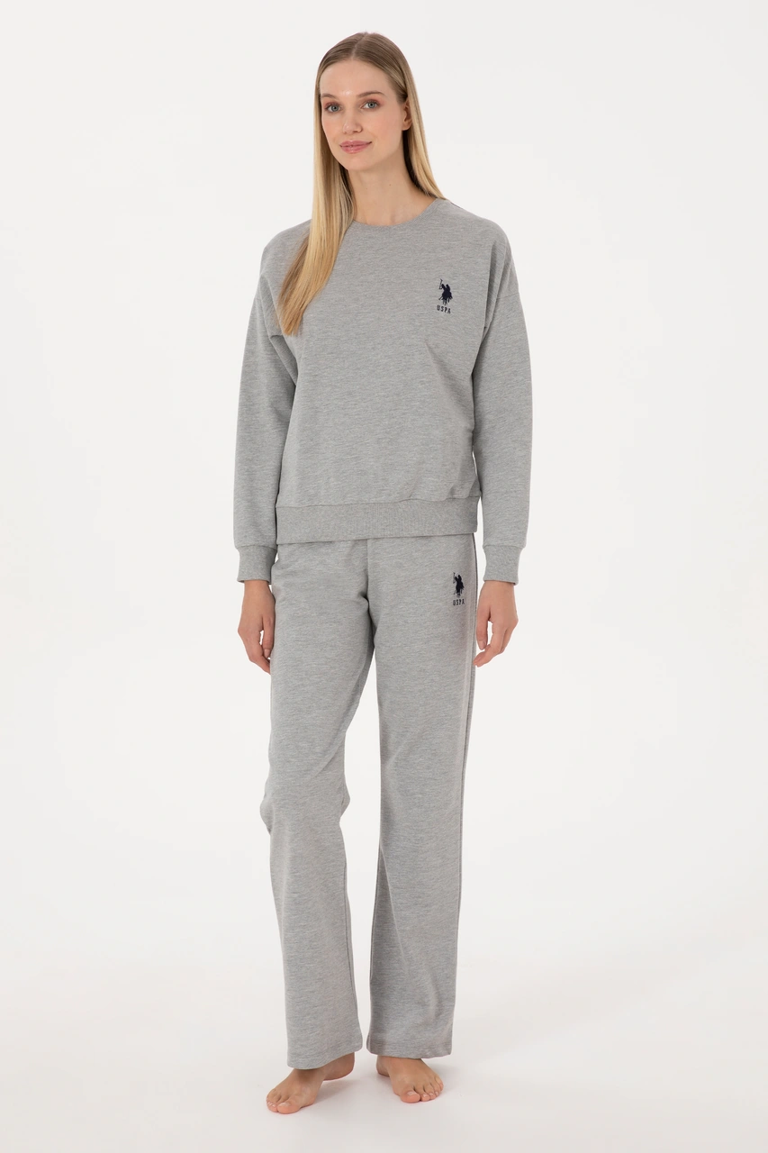 U.S. Polo Assn. Kadın Gri Melanj Pijama Takımı 50318899-VR086