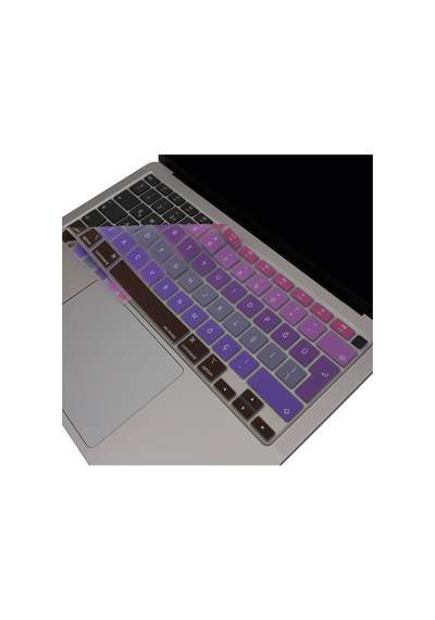 Apple Uyumlu MacBook Air 13 İnç Türkçe Q Ombre Silikon Klavye Koruyucu A2337 M1 A2179 Yıkanabilir İnce Lacivert Mavi